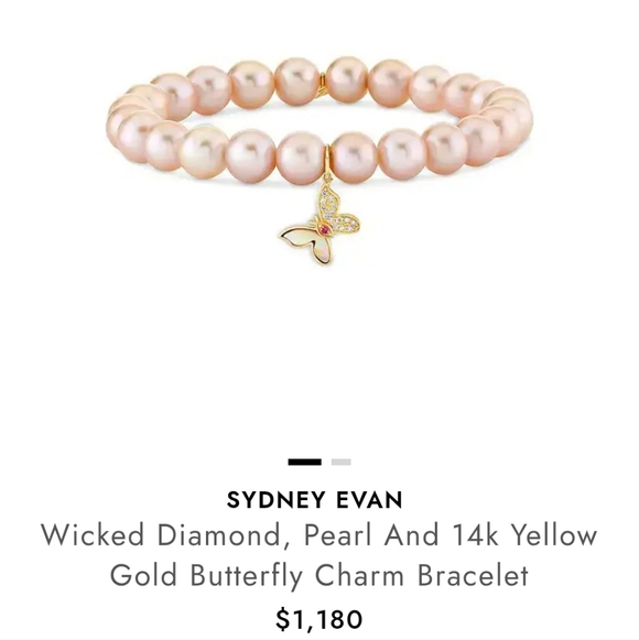 Jewelry - SYDNEY EVAN Wicked Diamond, Pearl And 14k Yellow Gold Butterfly Charm Bracelet